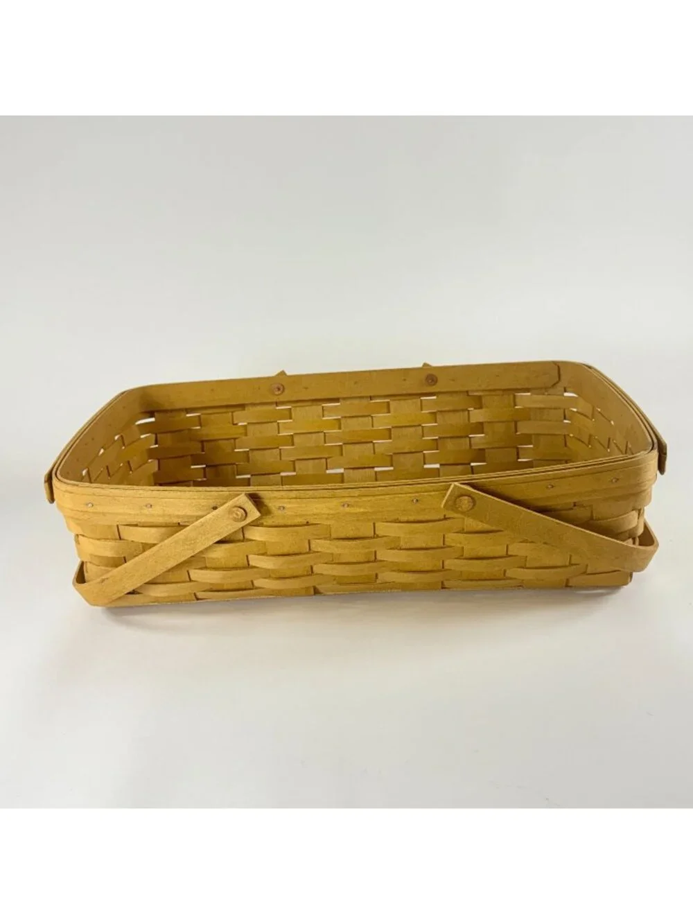 Vintage 2003 Longaberger 18” Gathering Basket w/Swing Handles
